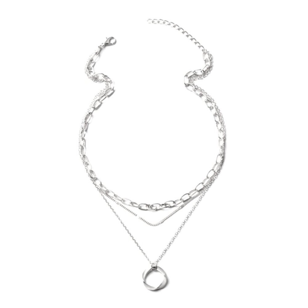 New Carson Luxe Silver Plated Minimalist Layered Chain Stack Necklace